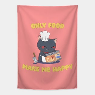 Only Food Make Me Happy - Cute Chibi Chef Cat Tapestry