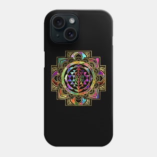 Colorful Gold framed Sri Yantra Sri Chakra Phone Case