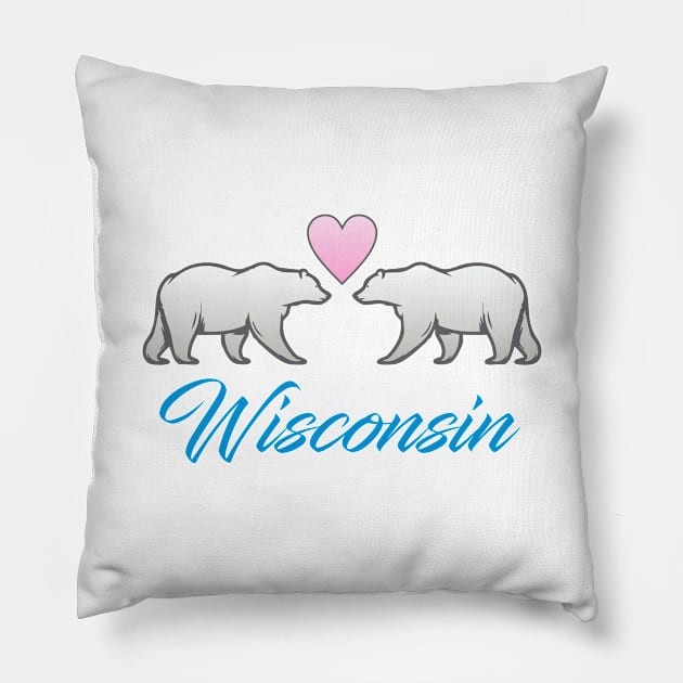 Wisconsin Polar Bear Pillow by Dale Preston Design