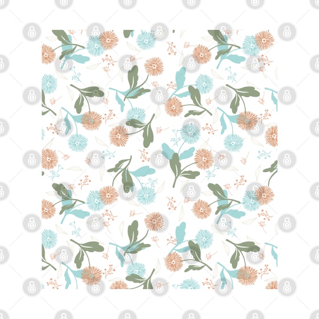 Sweet Spring Dandelion Wild Flower Pattern by FlinArt