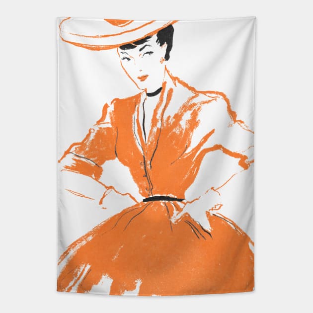 Lady in the orange dress Tapestry by NEILBAYLIS