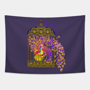 Magic Phoenix bird in a golden cage. Tapestry