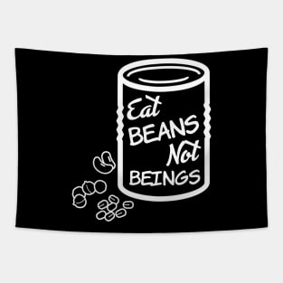 Eat Beans Not Beings Go Vegan Minimalist Illustration Tapestry