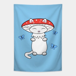Mushroom cat Tapestry