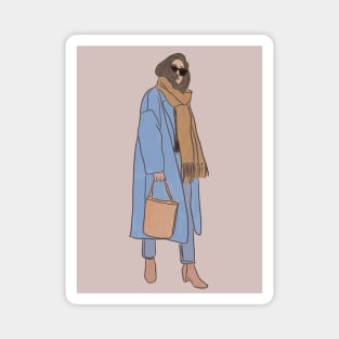 Fashion woman illustration autumn style Magnet