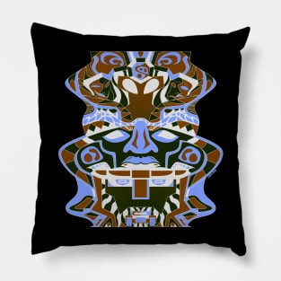 totem helm in ecopop olmec sentinel pattern art in alien framework of veracruz Pillow