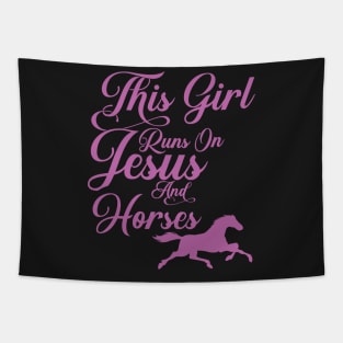 This Girl Runs on Jesus and Horses print Christian Gift Tapestry