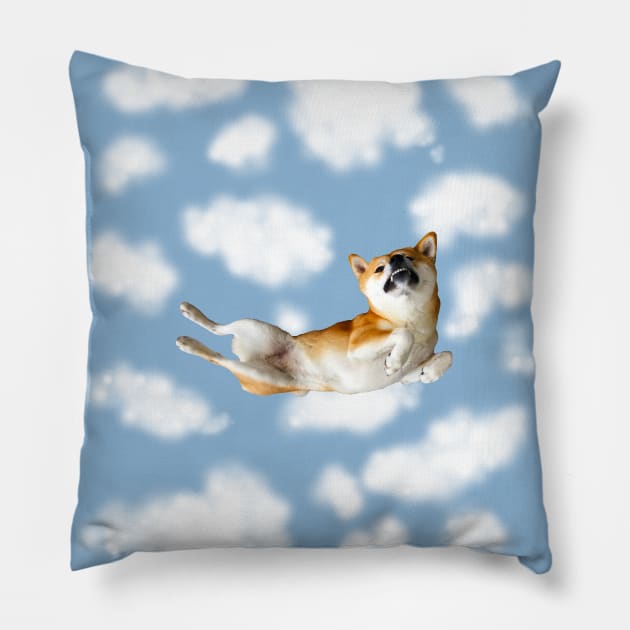 Lilly the Shiba Inu Skydiving Freefall Pillow by shibalilly