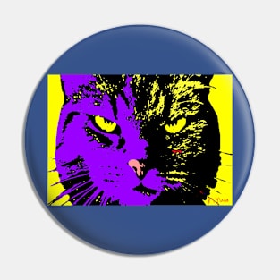 ANGRY CAT POP ART - VIOLET YELLOW BLACK Pin