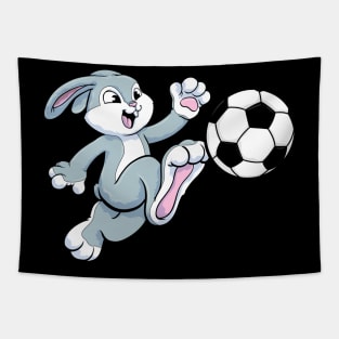 Rabbit as Soccer player with Soccer ball Tapestry