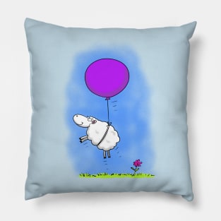 Cute whimsical sheep with balloon Pillow