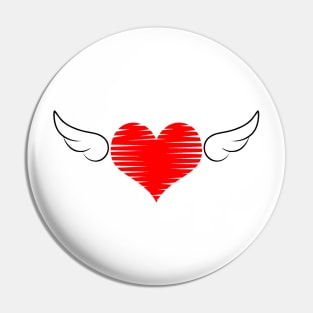 winged red heart 01 White Pin