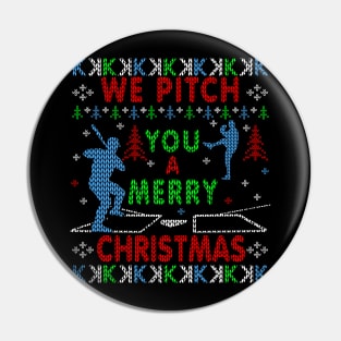 Baseball We Pitch You A Merry Ugly Christmas Sweater Pin