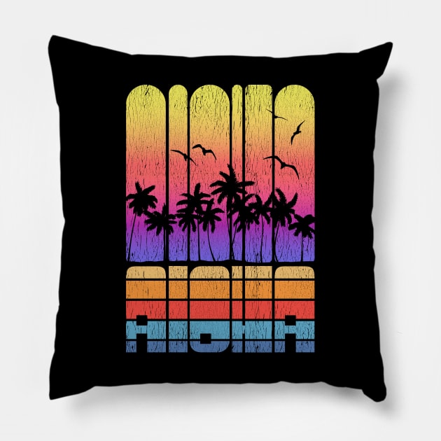 Cool Vacation Aloha Seaside Palm Tree Novelty Pillow by Tenh