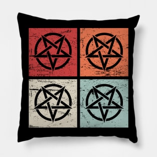 Retro Vintage Occult Pentagram Icons Pillow