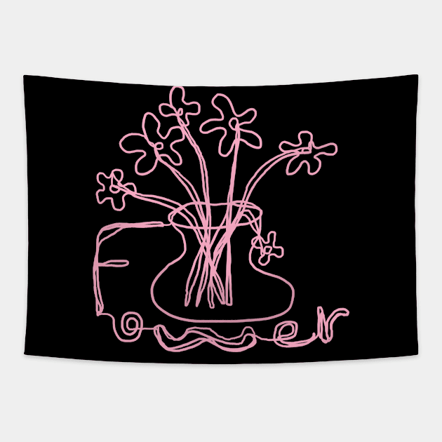 flowers, one line drawing Tapestry by zzzozzo