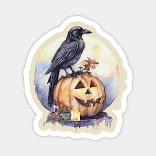 Raven on a Jack O Lantern Magnet