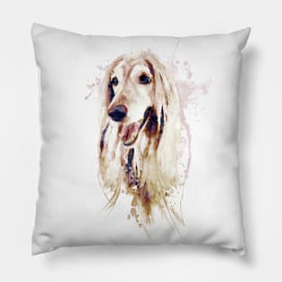 Watercolor Portrait - Afghan Hound Dog Pillow