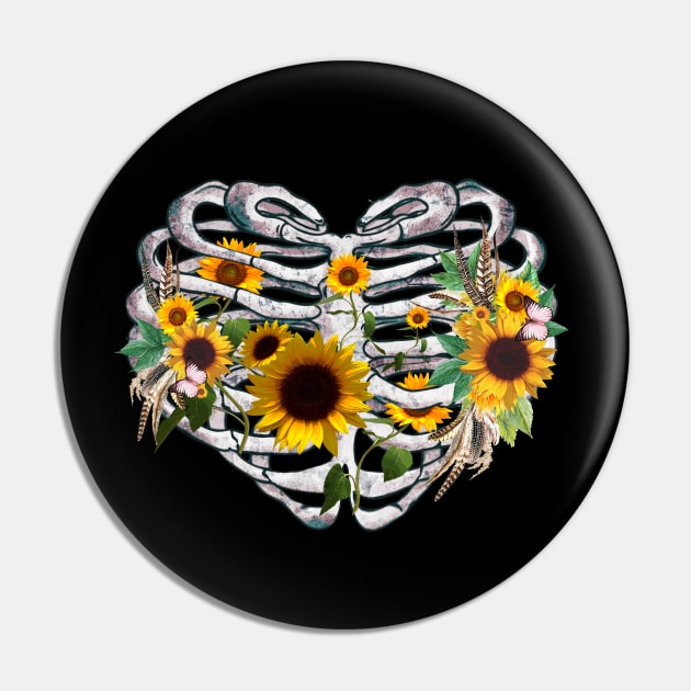 Rib Cage Floral 5 Pin by Collagedream