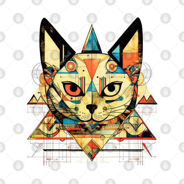 Geometric Cat Funny Abstract Cat by OscarVanHendrix