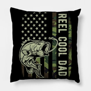 Reel Cool Dad Camouflage American Flag Fathers Day Gift Pillow