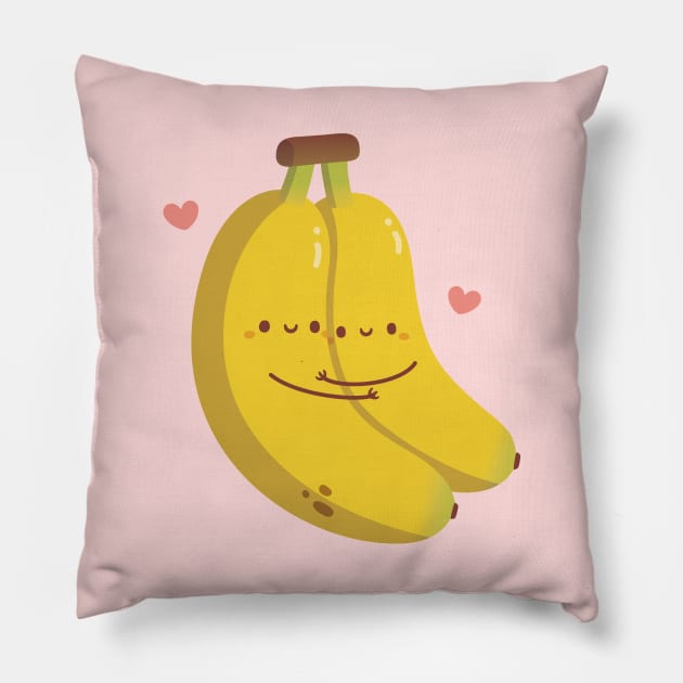 Cute Hugging Bananas, Bananas For You Pillow by rustydoodle