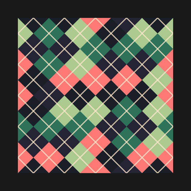 Argyle Pattern Green Pink and Navy by Blue-Banana