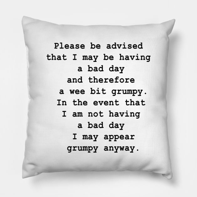 Grumpy Pillow by MelissaJBarrett