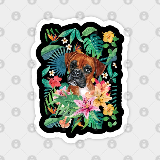 Tropical Red Fawn Boxer Dog 1 Magnet by LulululuPainting