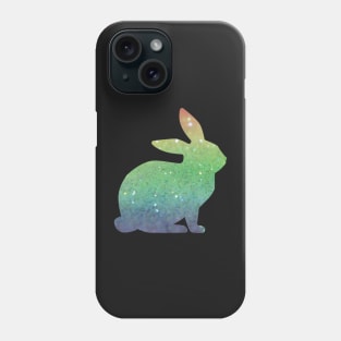 Rainbow Ombre Faux Glitter Easter Bunny Phone Case