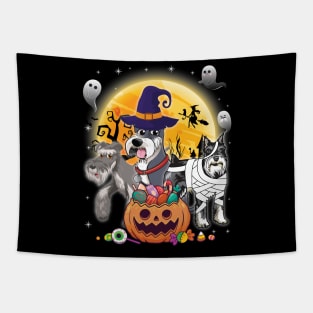 Schnauzer Dog Mummy Witch Moon Ghosts Happy Halloween Thanksgiving Merry Christmas Day Tapestry