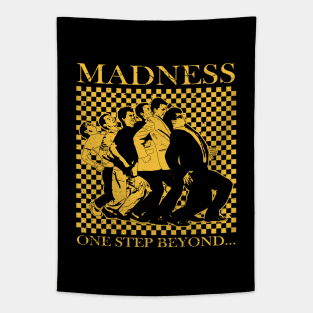 Madness - Retro Checkerboard Yellow Tapestry