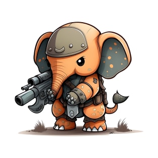Armored Cute Elephant Holding a Riffle T-Shirt