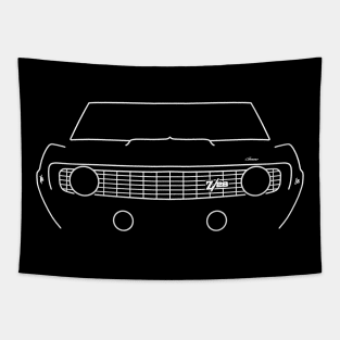 1969 Camaro Z/28 classic American muscle car outline line drawing (white) Tapestry