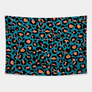 Leopard Pattern in Macaroon on Blue Raspberry Tapestry