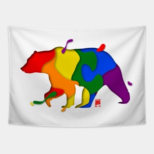 Pride Color Patches Bear Tapestry