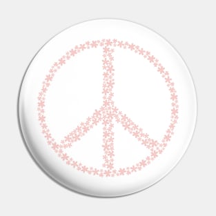 Floral Peace Sign - Pastel Blush Pink Pin