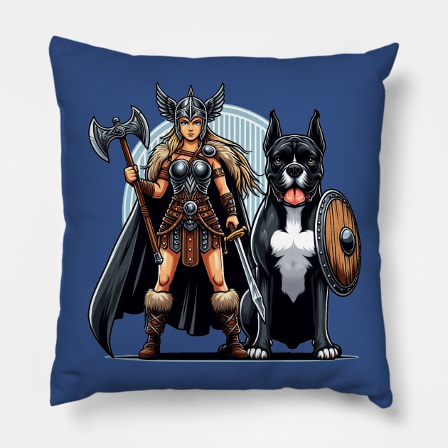 A Valkyrie & Her Dog V2 Pillow by LarsonBrosSupplyCo