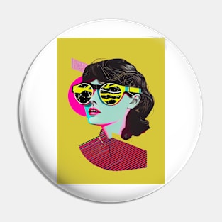 Vintage pop art style woman portrait Pin