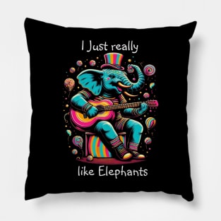 Melodic Pachyderm: Elephant Strumming a Guitar Pillow