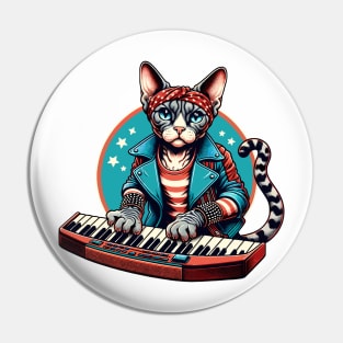 Devon Rex Cat Playing Keyboard Pin