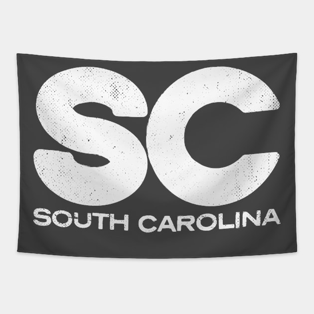 SC South Carolina Vintage State Typography Tapestry by Commykaze