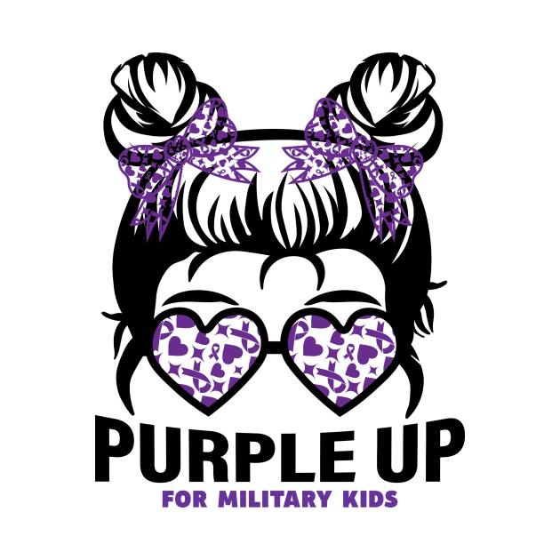 Purple up for military kids Messy bun Military child Month by DesignergiftsCie