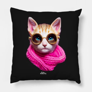 Cat with scarf and glasses Pillow