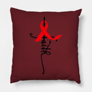 Faith Awareness Ribbon (Red) Pillow