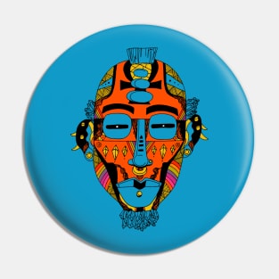 Orange Blue African Mask 5 Pin