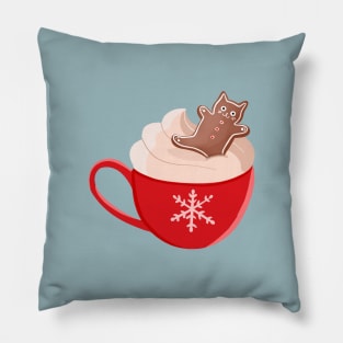 Hot Chocolate and Gingerbread Kitty Pillow