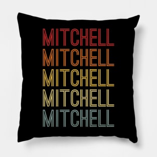 Mitchell Name Vintage Retro Pattern Pillow