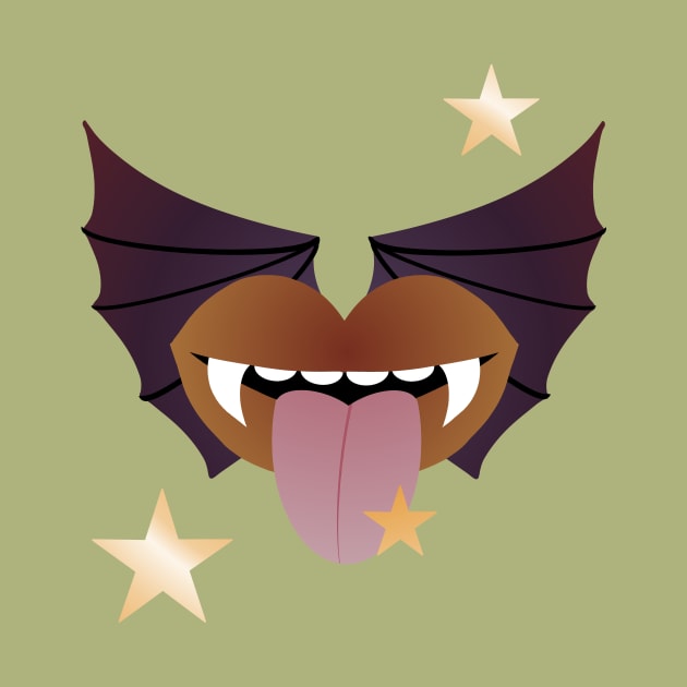 Vampire Kisses the Night - BROWN BAT by RawSunArt