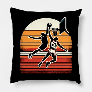 Slam Dunk Showdown - Basketball Sunset Duel Pillow